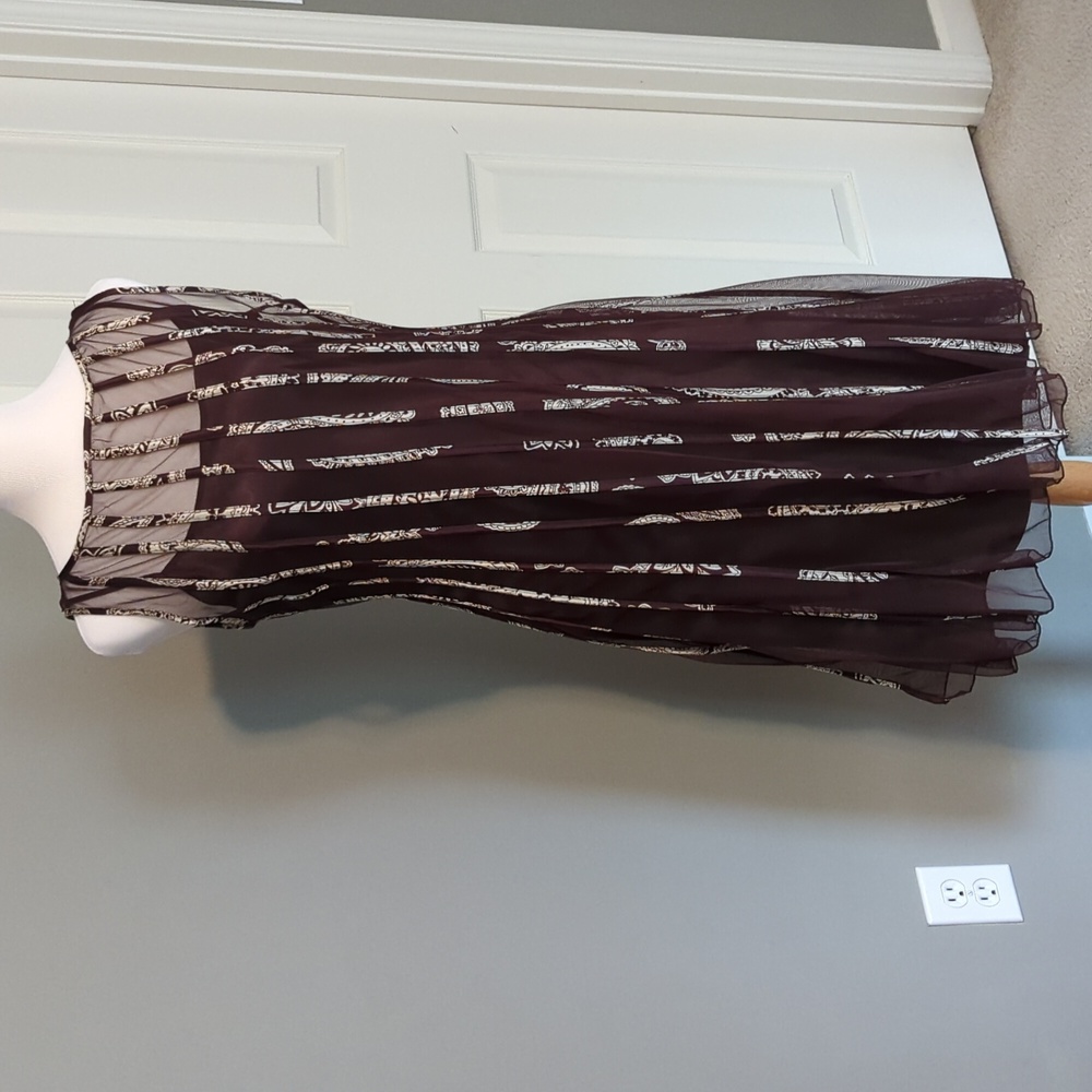 Brown sheer dress with underlying slip